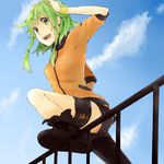  bad_id bad_pixiv_id booota boots goggles goggles_on_head green_eyes green_hair gumi highres short_hair shorts smile solo vocaloid 