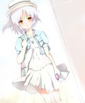  angel_beats! bag bluetheater casual cellphone hat image_sample phone pixiv_sample solo spoilers tenshi_(angel_beats!) white_hair wind yellow_eyes 