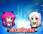  angel_beats! ankle_lace-up blazer chibi cross-laced_footwear jacket multiple_girls school_uniform serafuku tenshi_(angel_beats!) yui_(angel_beats!) 