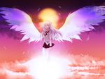  angel_beats! bad_id bad_pixiv_id blazer cloud feathers grey_hair hand_sonic jacket long_hair pleated_skirt school_uniform skirt solo sunset tenshi_(angel_beats!) wings yellow_eyes yuha_(yh-krm) 