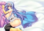  ass blue_hair blush boots breasts cape dragon_quest dragon_quest_iii elbow_gloves gloves large_breasts long_hair ookami_ryousuke purple_eyes sage_(dq3) solo thighhighs 