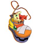 animate_inanimate anthro bandai_namco clothing digimon footwear liecomj living_plushie needle_and_thread plushie shoes solo stitch_(sewing) unknown_species