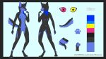 absurd_res animal_humanoid anthro areola black_tongue blue_areola blue_body blue_fur blue_hair butt canid canine canis claws digital_media_(artwork) digitigrade feet female fox front_view fur genitals hair handpaw heterochromia hi_res humanoid mammal mammal_humanoid model_sheet multicolored_body multicolored_ears multicolored_fur multicolored_hair multicolored_tail nipples nude open_mouth pawpads paws pink_eyes pussy rear_view simple_background smile solo standing tail teeth tongue tongue_out two_tone_body two_tone_fur two_tone_hair yellow_eyes ziu_nyu