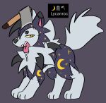 alternate_color axe axe_in_head dusk_lycanroc fangs feral fluffy generation_7_pokemon hi_res jackrabbit_(artist) lycanroc male mane nintendo paws pokemon pokemon_(species) solo star teeth undead zombie