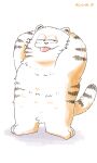  1boy animal_ears arms_behind_head cat_boy cat_ears cat_tail full_body furry furry_male garfield half-closed_eyes highres jinjin_(jinjin666) looking_at_viewer male_focus seductive_smile short_hair smile solo tail vic_(garfield) 