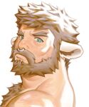  1boy animal_ears bara beard body_fur cheekbones cow_boy cow_ears facial_hair from_side full_beard highres looking_at_viewer male_focus mature_male muscular muscular_male nose_piercing nose_ring nude original overload_(nuhoangxitray) piercing portrait short_hair solo thick_beard thick_chest_hair thick_eyebrows thick_mustache 