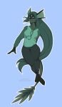  2018 absurd_res black_nose black_scales blue_eyes breasts clothed clothing digital_media_(artwork) ear_fins female fin freckles gem green_hair green_scales hair hi_res hoodie long_hair looking_at_viewer marine melamoryblack merfolk miren multicolored_scales non-mammal_breasts scales scalie simple_background smile solo sweatpants two_tone_ears two_tone_scales v_sign webbed_hands 