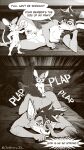 absurd_res achshalzaab anal anal_penetration animal_genitalia anthro balls black_and_white canid canine canis comic digital_media_(artwork) dipodid duo genitals halftone hi_res interspecies jackal jerboa joskeban male male/male mammal monochrome penetration pip_(death_dog) rallo_(death_dog) rodent sex sheath size_difference small_dom_big_sub speech_bubble tail tail_grab