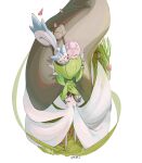  animal_focus artist_name closed_eyes colored_skin commentary_request falling_petals from_above gardevoir green_hair highres igglybuff ktbr_2 no_humans own_hands_together pachirisu petals pink_skin pokemon pokemon_(creature) tail twitter_username walking white_skin 
