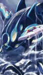  animal_focus blue_skin body_markings colored_skin commentary_request fins highres kyogre no_humans orca pemuchi_(chikuwa_3296) pokemon pokemon_(creature) primal_kyogre rain tail water yellow_eyes 