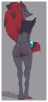 anthro butt claws colored dlrp99 female generation_5_pokemon hair hi_res long_hair looking_at_viewer looking_back looking_back_at_viewer nintendo nude pokemon pokemon_(species) rear_view simple_background smile solo standing zoroark