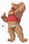  2018 3_toes 5_fingers anthro arm_above_head balls biceps blush canine clothed clothing dog donkeypunch egg_vibrator erection humanoid_penis jockstrap male mammal muscular muscular_male nipples overweight overweight_male pecs penis sam_(sam_and_max) sam_and_max sex_toy shirt simple_background solo standing sweat tank_top toes tongue tongue_out underwear vibrator white_background 