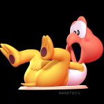 3d_(artwork) anthro covering covering_crotch digital_media_(artwork) embarrassed hi_res koopa koopa_troopa male mario_bros nintendo nonotoys pinup pose reptile scalie screaming solo turtle yellow_body