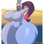 1:1 2024 anthro atsuineko big_breasts big_butt biped blush breasts butt digital_media_(artwork) featureless_breasts female generation_8_pokemon huge_breasts huge_butt huge_thighs hyper hyper_butt hyper_hips hyper_thighs navel nintendo nude pokemon pokemon_(species) simple_background smile sneasler solo thick_thighs wide_hips