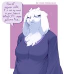 anthro biped bodily_fluids boss_monster bovid breasts caprine clothed clothing dialogue female fur goat goolee mammal solo speech_bubble sweat toriel undertale undertale_(series) white_body white_fur