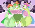 2018 absurd_res anthro big_breasts birthday breasts elemental_creature female female/female flora_fauna generation_5_pokemon group hi_res lilligant masked-agent nintendo plant pokemon pokemon_(species) shiny_pokemon thick_thighs trio