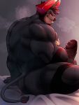 absurd_res anthro back_muscles big_penis blush bodily_fluids bovid bovine butt cattle erection gao_xio genitals hi_res horn lifewonders live_a_hero male mammal muscular muscular_anthro musk musk_clouds nude obsidius pecs penis rear_view solo sweat