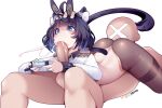  1boy 1girl 69 animal_ears ass black_hair blue_hair brown_pantyhose cat_ears cat_girl cat_tail colored_inner_hair commentary controller cum cum_in_mouth cum_overflow dualsense faceless faceless_male fellatio game_controller hand_on_another&#039;s_head holding holding_controller holding_game_controller hot_vr multicolored_hair oral original pantyhose patreon_username playstation_controller simple_background tail two-tone_hair uncensored white_background 