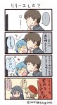  0_0 1boy 3girls 4koma :d ahoge anger_vein artist_name bangs beret black_hair blue_hair book clenched_hand comic commentary_request facebook facebook-san hand_on_own_chin hat holding holding_book instagram instagram-san jitome light_brown_hair long_hair monitor multiple_girls open_mouth ponytail reading red_eyes red_hat short_hair smile spoken_anger_vein spoken_ellipsis sweatdrop translation_request tsukigi twitter twitter-san twitter-san_(character) twitter_username yellow_eyes 