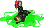  female protagonist_(undertale) rubber shennanigma shiny slime story story_in_description toby_fox undertale undyne video_games wrestling 