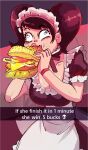  1girl bread cheese collarbone cupperexe food highres kawakami_sadayo maid onion persona persona_5 sandwich solo tomato 