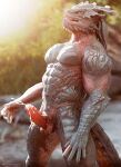 3d_(artwork) 5_fingers anthro baldur&#039;s_gate balls biceps biped black_claws blender_(software) blurred_background bodily_fluids claws cum cum_drip cum_on_penis digital_media_(artwork) dragonborn_(dnd) dripping dungeons_and_dragons erection fingers foreskin genital_fluids genitals glans grey_body grey_scales grey_tail hasbro hi_res horn humanoid_genitalia humanoid_penis male muscular muscular_anthro muscular_male nude open_mouth outside partially_retracted_foreskin pecs penis pink_glans pink_penis pseudo_hair pupils red_balls red_body red_scales restfield ridged_penis scales scalie slit_pupils small_balls solo standing tail teeth tentacle_hair tentacles wizards_of_the_coast