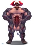 abs absurd_res anthro balls big_penis bovid bovine brown_body brown_fur cattle erection fur gao_xio genitals hi_res horn huge_penis lifewonders live_a_hero male mammal muscular muscular_anthro nipples nude obsidius pecs penis solo vein veiny_penis