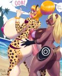  2018 absurd_res anthro beach bear betsibi big_breasts big_butt bikini breasts butt cheetah clothing dialogue dickgirl dickgirl/female digital_media_(artwork) duo ear_piercing english_text feline female hair hand_on_butt hi_res hot_dogging huge_breasts humanoid_penis implied_incest intersex intersex/female long_hair mammal mature_female penis piercing plankboy seaside swimsuit text thick_thighs 