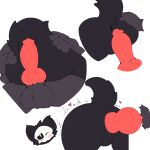anal anal_penetration animal_genitalia anthro anus balls black_body black_fur blush butt canid canine canine_genitalia canis changed_(video_game) duo flat_colors fluffy fluffy_tail fur genitals goo_creature heart_symbol hi_res knot male male/male mammal mask nude penetration penis puro_(changed) simple_background tail unknown_artist wolf