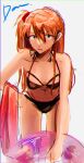  1girl bikini blue_eyes breasts brown_hair cleavage dan_da_dan86 hair_between_eyes highres long_hair looking_at_viewer medium_breasts navel neon_genesis_evangelion solo souryuu_asuka_langley swimsuit two_side_up 