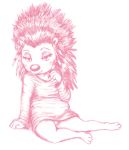  anthro ash_(sing) clothed clothing female half-closed_eyes mammal monochrome oddwilds porcupine rodent simple_background solo white_background 