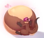 anthro belly belly_inflation blush chibichuuwu female hi_res hugging_belly inflated_belly inflation inflation_fetish mammal mustelid otter overinflated solo