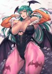 2023 abs bangs big_breasts blunt_bangs breasts capcom clothed clothing darkstalkers deltoids demon female green_eyes green_hair hair head_wings hi_res humanoid leotard membrane_(anatomy) membranous_wings mikel_(4hands) morrigan_aensland muscular muscular_female not_furry solo wings