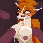  2018 animated anthro blush breasts digital_media_(artwork) erection female fur loop mammal nipples open_mouth penis pixel_(artwork) simple_background solo stockingshot56 