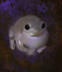  abstract_background black_eyes closed_mouth creature faux_traditional_media frog full_body highres looking_at_viewer no_humans painterly purple_background purple_theme smile solo yuming_li 