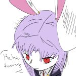  1girl absurdres animal_ears artist_name blazer closed_mouth collared_shirt commentary english_commentary english_text highres jacket long_hair necktie portrait purple_hair rabbit_ears rabbit_girl red_eyes red_necktie reisen_udongein_inaba shirt simple_background smile solo sparkle71059204 touhou white_background 