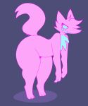 3_fingers 3_toes aimkid_(copyright) anthro big_butt butt chest_tuft feet fingers fur hi_res leaning leaning_forward looking_at_viewer male pink_body pink_fur raised_tail soft_fuzzy_man_(aimkid) solo squishy_(artist) standing tail teeth thick_thighs toes tuft