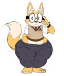  canine clothing dog eyewear glasses huge_thighs mammal mr.polywoo simple_background sssonic2 tight_clothing wide_hips 