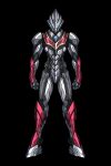 3ok absurdres alien alternate_universe armor armored_gloves black_background blue_eyes clenched_hands color_timer evil_tiga gauntlets gloves highres leg_armor looking_at_viewer male_focus red_armor silver_footwear standing tokusatsu ultra_series ultraman_(hero&#039;s_comics) ultraman_tiga_(series) 