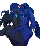  &lt;3 absurd_res anthro bellies_touching big_breasts big_tail black_scales blue_fur blue_hair blush breast_squish breasts breasts_frottage collar crown duo equine eyeliner eyes_closed female female/female flame_hair friendship_is_magic fur hair hi_res horn kissing long_tail makeup mammal mostly_nude my_little_pony nude pictographics princess_luna_(mlp) royalty scales scalie simple_background speech_bubble sssonic2 white_background winged_unicorn wings 