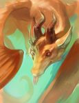  2018 blep brown_eyes curved_horn deadro digital_media_(artwork) dragon feral horn solo tongue tongue_out 