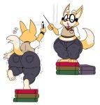  better_version_at_source big_butt book butt canine clothing dog eyewear glasses male mammal marker mr.polywoo simple_background sssonic2 wide_hips 