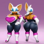 anthro bat big_breasts big_butt big_ears breasts butt clothed clothing female heart_symbol hi_res humanoid makeup mammal rouge_the_bat sega smile smirk solo sonic_the_hedgehog_(series) thick_thighs tight_clothing vulkyasha