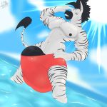  angrypotato96 anthro balls barely_contained big_balls bulge clothing equine huge_balls hyper hyper_balls hyper_bulge hyper_penis male mammal muscular muscular_male pecs penis sampson_(angrypotato96) smile solo standing underwear zebra 
