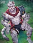 abs absurd_res anthro cygames felid fur hi_res male mammal muscular muscular_anthro muscular_male nimbus_(world_flipper) nipples pantherine pecs physen scar tail tiger world_flipper