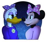 accessory anatid anseriform anthro avian bedroom_eyes bird bow_ribbon breasts clothing daisy_(flower) disney disney_junior duck duo eye_contact female female/female flower hair_accessory hair_bow hair_ribbon hi_res imminent_kiss interspecies lesbian_couple looking_at_another lunula_(artist) mammal mickey_mouse&#039;s_mixed-up_adventures mickey_mouse_clubhouse mickey_mouse_funhouse mickey_mouse_roadster_racers minnie&#039;s_bow-toons mouse murid murine narrowed_eyes non-mammal_breasts pajamas pink_clothing pink_hair_bow pink_shirt pink_topwear plant purple_clothing purple_hair_bow purple_makeup purple_mascara purple_shirt purple_topwear ribbons rodent romantic romantic_couple seductive shirt topwear