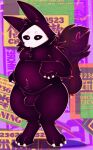 2024 absurd_res anthro black_body black_fur changed_(video_game) claws colored digital_drawing_(artwork) digital_media_(artwork) fur goo_creature hi_res male nude null_bulge puro_(changed) salamikii slightly_chubby solo tail white_claws white_eyes