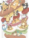  :&lt; :3 :d ^_^ alolan_raichu bacon black_eyes blush blush_stickers bread bright_pupils buck_teeth cheese closed_eyes closed_mouth commentary_request dedenne emolga evolutionary_line food frown grey_background hand_up hardboiled_egg highres jitome lettuce looking_at_viewer looking_back meat minun morpeko morpeko_(full) no_humans open_mouth pachirisu pawmi pawmo pawmot pichu pikachu plusle pokemon pokemon_(creature) raichu sandwich simple_background sitting smile striped_background submarine_sandwich sumi_fms teeth togedemaru tomato tomato_slice u_u upper_teeth_only white_background white_pupils 