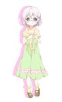  absurdres blue_eyes commentary dress english_commentary glasses hair_ornament highres ikeda_chitose long_dress mearian purple_hair short_hair solo standing white_hair yuru_yuri 