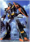  1980s_(style) aiming artist_request beam_cannon beam_rifle blue_sky box_art building chest_cannon cityscape cloud energy_gun gundam gundam_mk_ii mecha mobile_armor mobile_suit muzzle official_art painting_(medium) psyco_gundam retro_artstyle robot science_fiction shield size_difference sky titans_(gundam) traditional_media v-fin weapon zeta_gundam 